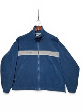 VTG Columbia Vertex Fleece Jacket Full Zip Blue Grey Stripe Y2K Men's XL